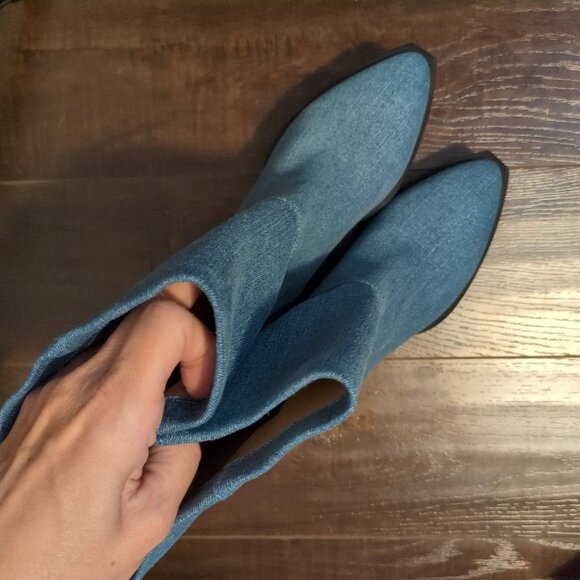 NEW Anthropologie Silent D Ivon Denim Boots Women 6.5 Vintage Chic Cowgirl Retro - Picture 6 of 11